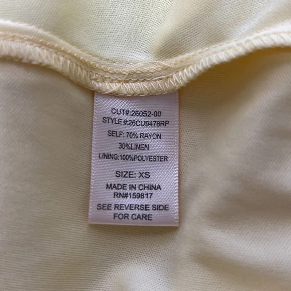 Altar’d State Butter Yellow Short Puff Sleeve Mini Dress size XS - Picture 7 of 8